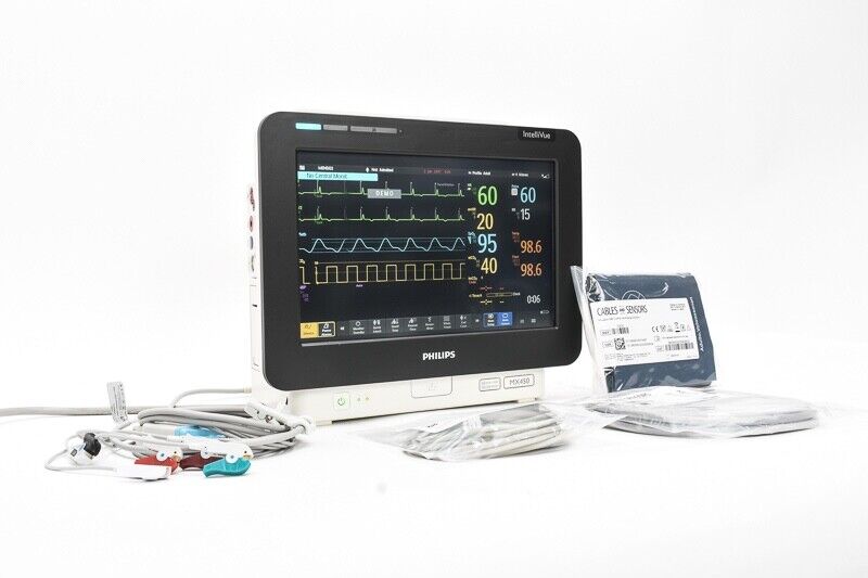 Philips MX450 Portable Patient Monitor - NIBP, ECG, SpO2, IBP, Temp., CO2, Accessories