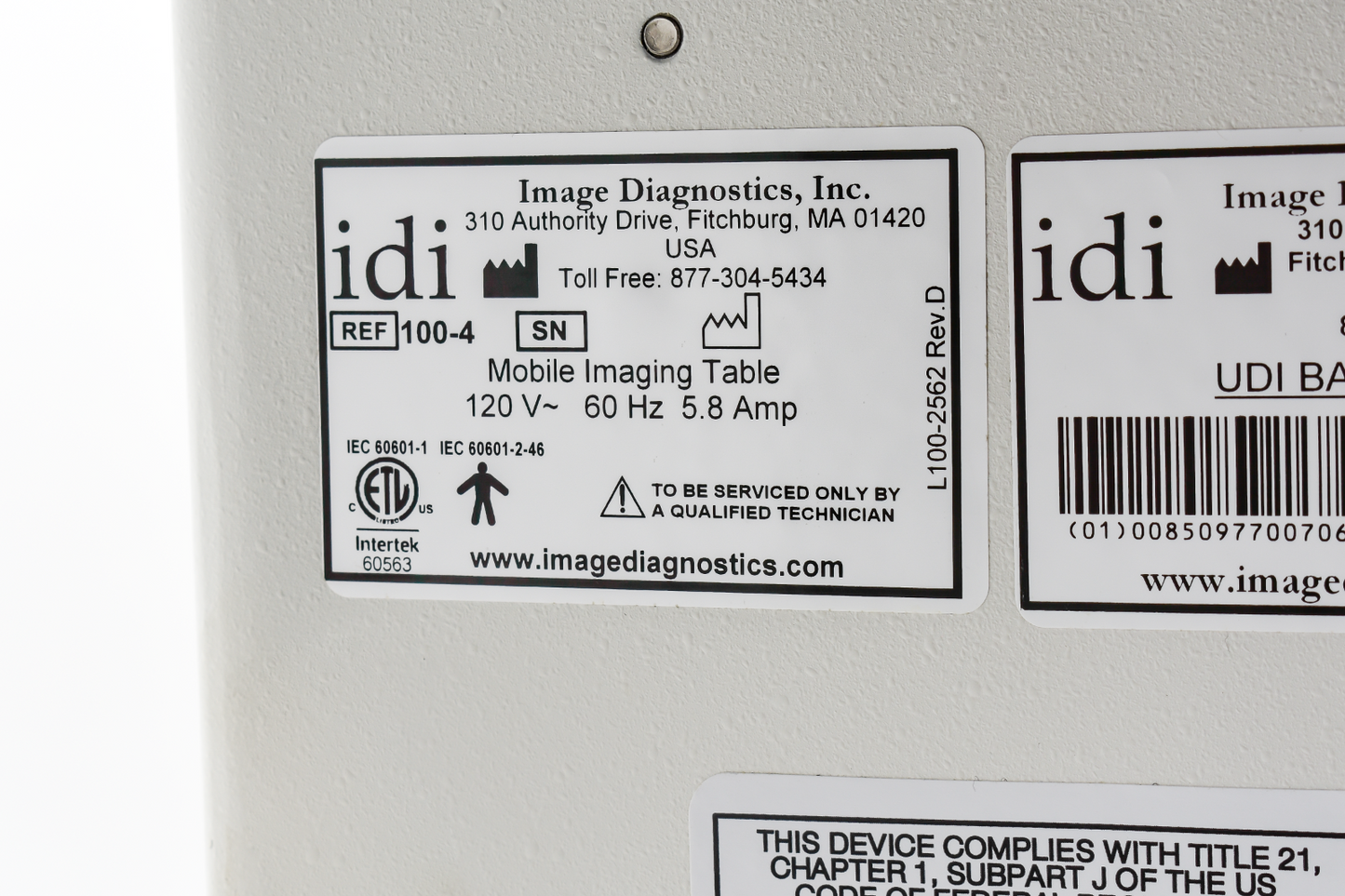 Diagnostic Imaging IDI Aspect 100-4 Imaging Table - 3 Motion Pain Table