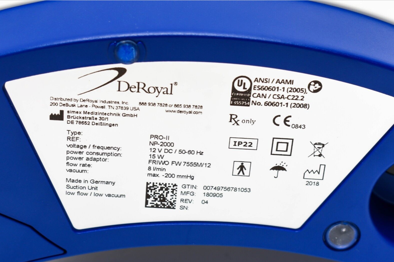 DeRoyal Prospera PRO-II Negative Pressure Wound Therapy Pump and Accessories (NEW) NP-2000