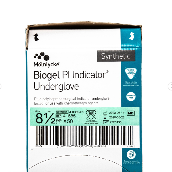 Molnlycke Biogel disposable PI Indicator Underglove 8 ½, 41685 (IN YEAR)