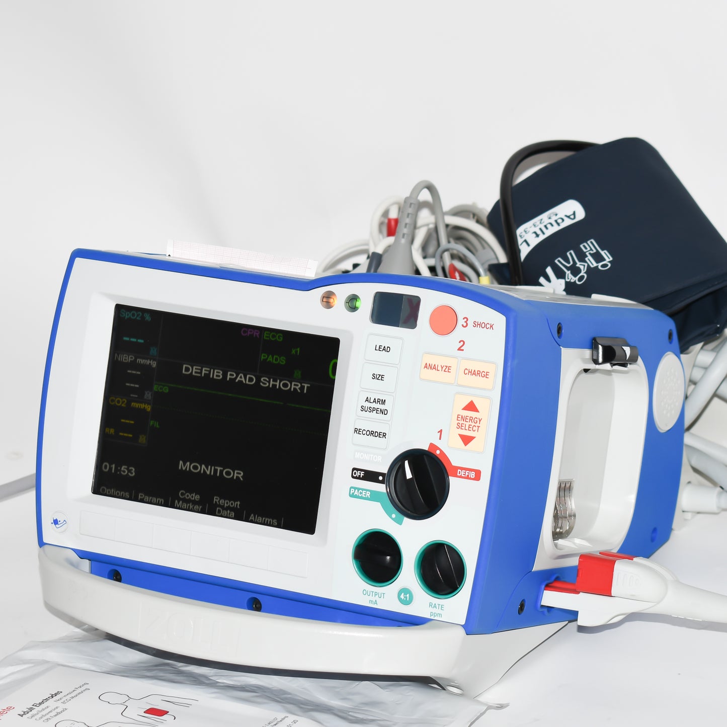 ZOLL R Series Analyze ALS Biphasic 3 Lead SP02 ETCO2 ECG PACE Capnostat 5