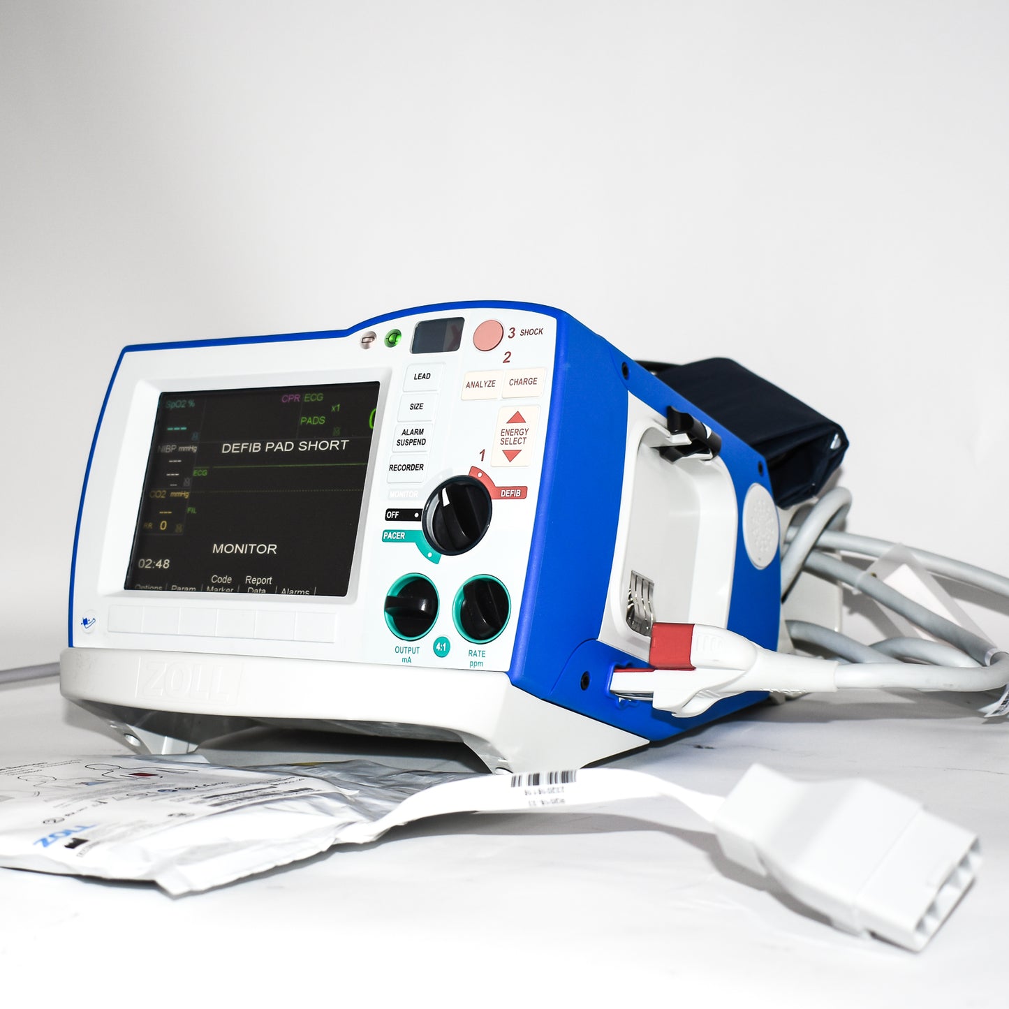 ZOLL R Series Analyze ALS Biphasic 3 Lead SP02 ETCO2 ECG PACE Capnostat 5