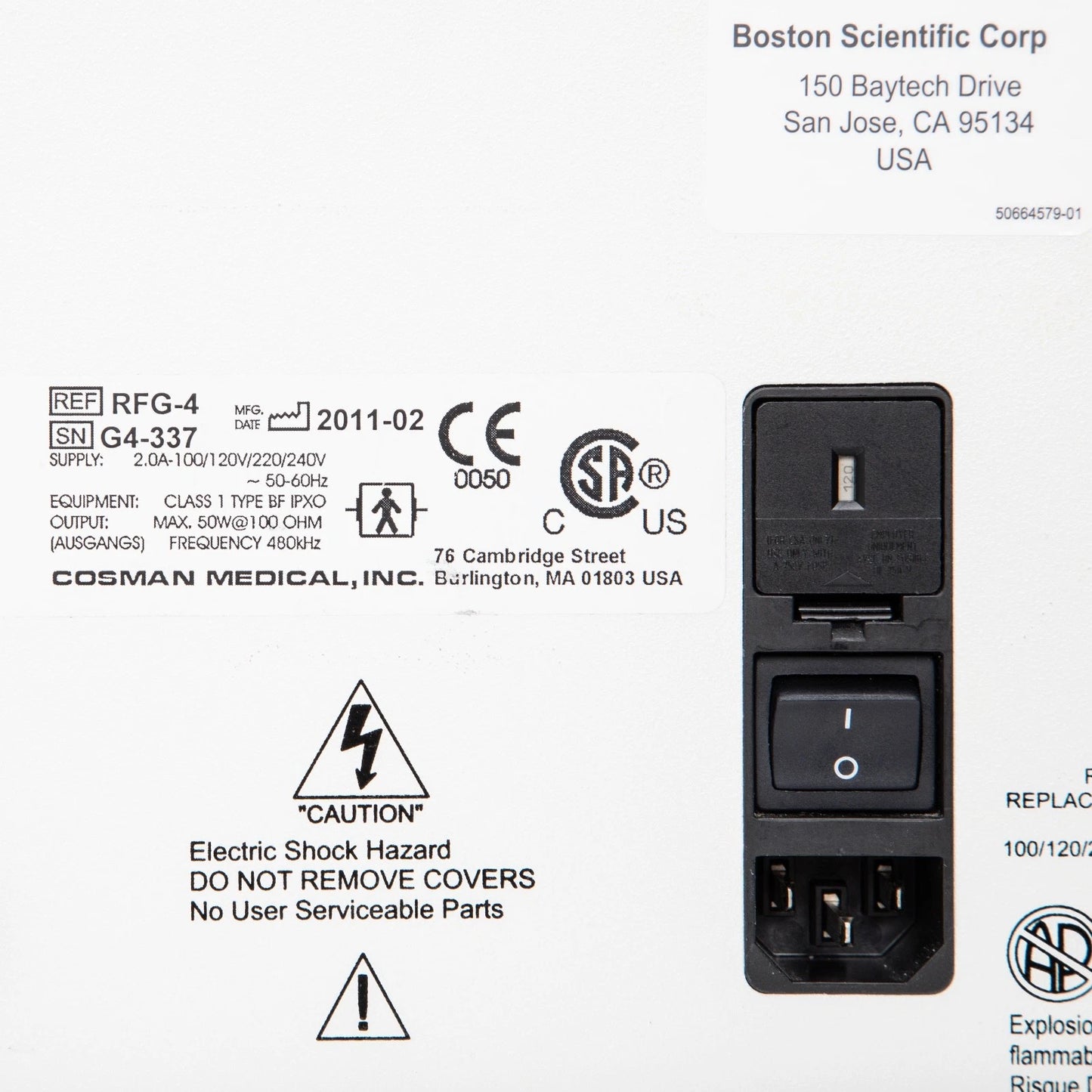 BOSTON SCIENTIFIC Cosman Radiofrequency Generator RFG-4 SV: 2.0.4; DOM: 2011