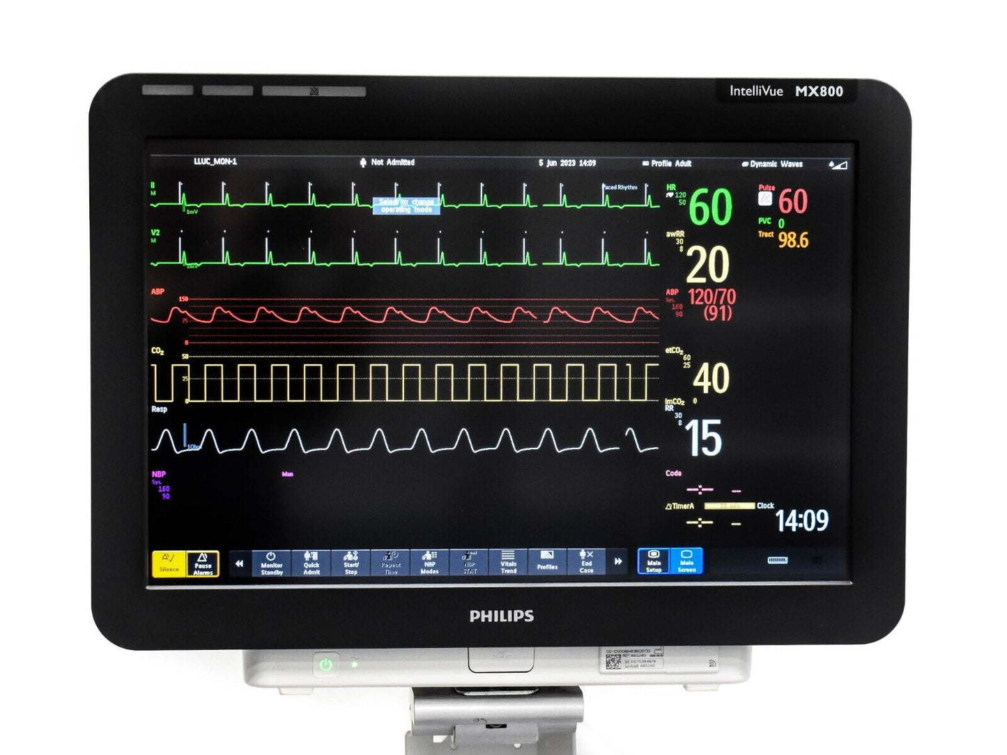 Philips IntelliVue MX800 ICU/PACU Patient Monitoring System NIBP, SPO2, ECG, CO2
