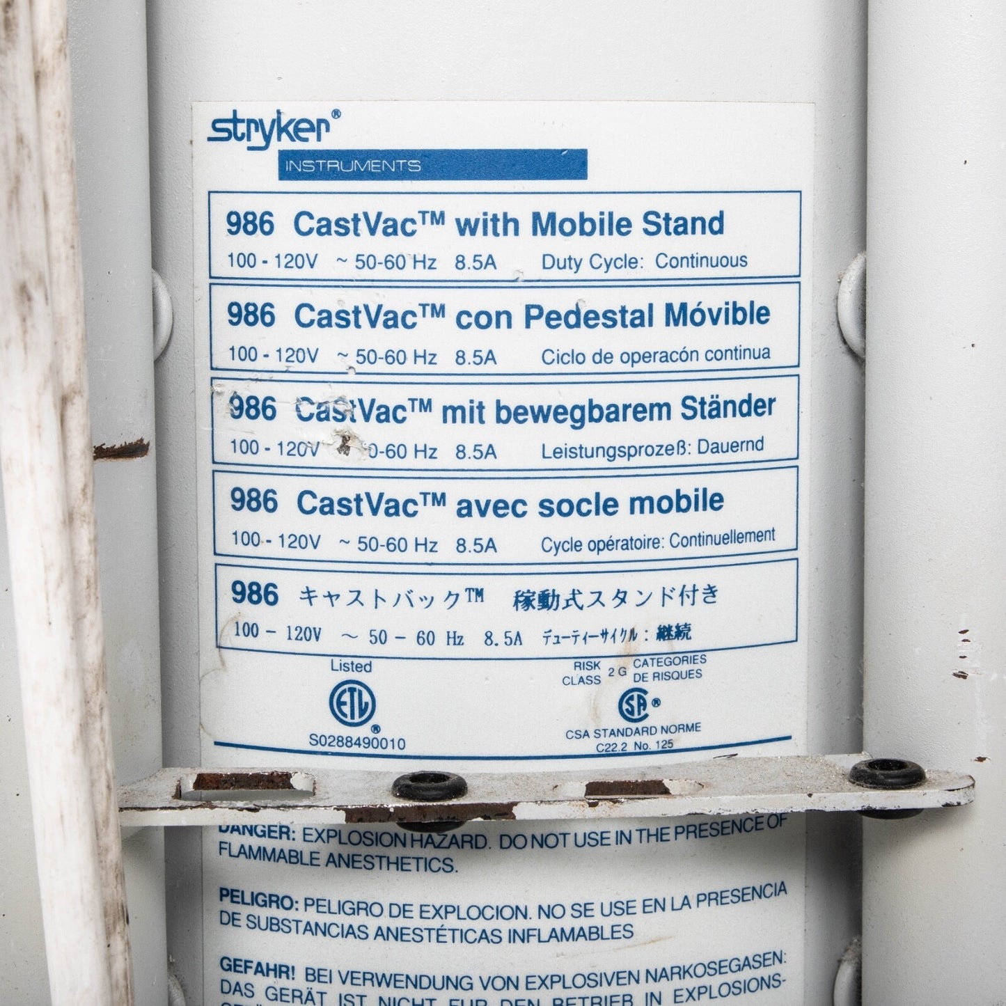 Stryker Castvag Cast Cutter 0940-000-000 w 940 cast cutter