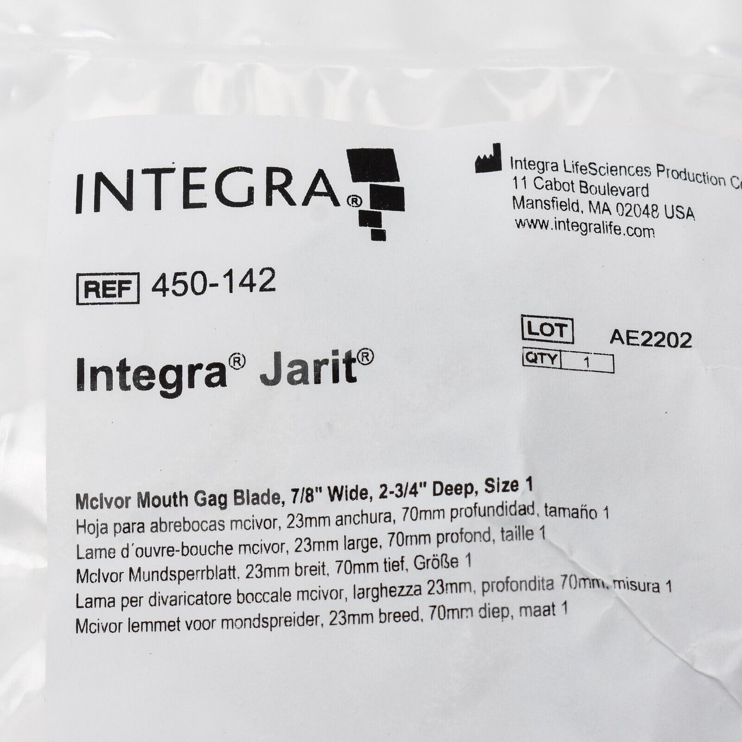 Integra Jarit Mclvor Mouth Gag Frame and Blades 450-141 450-142 450-143 450-144