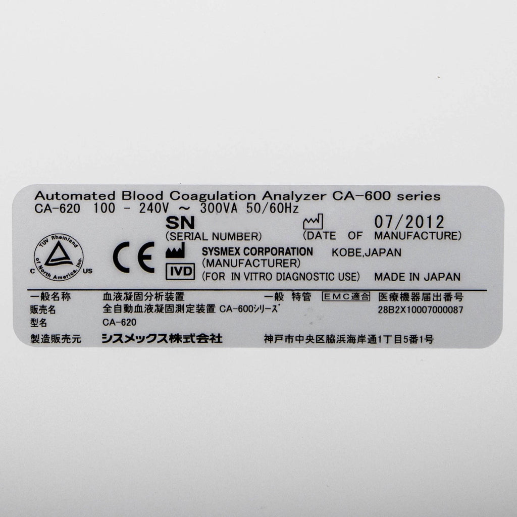 Sysmex CA-600 Automated Blood Coagulation Analyzer