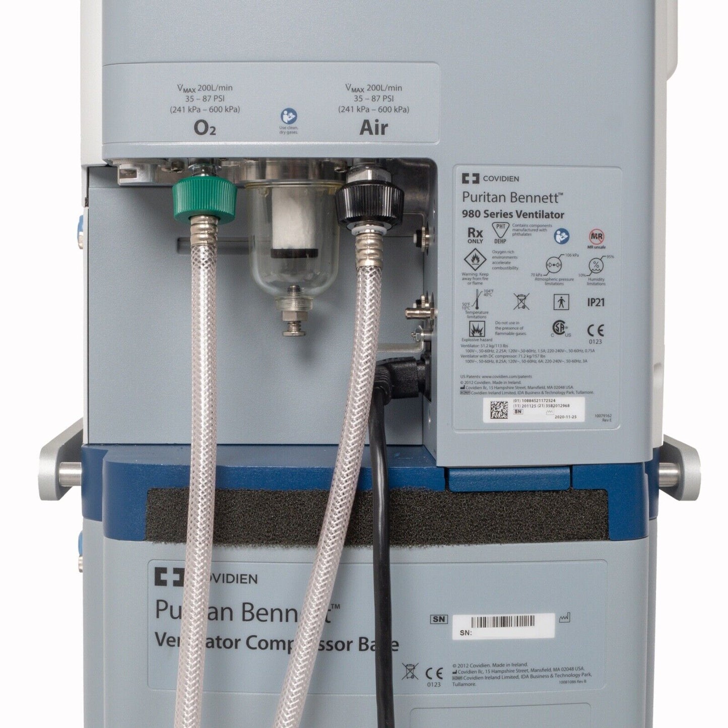 Covidien Puritan Bennett 980 Ventilator, 2020, Ventilator Hour(s): 182, Compressor Hour(s): 46