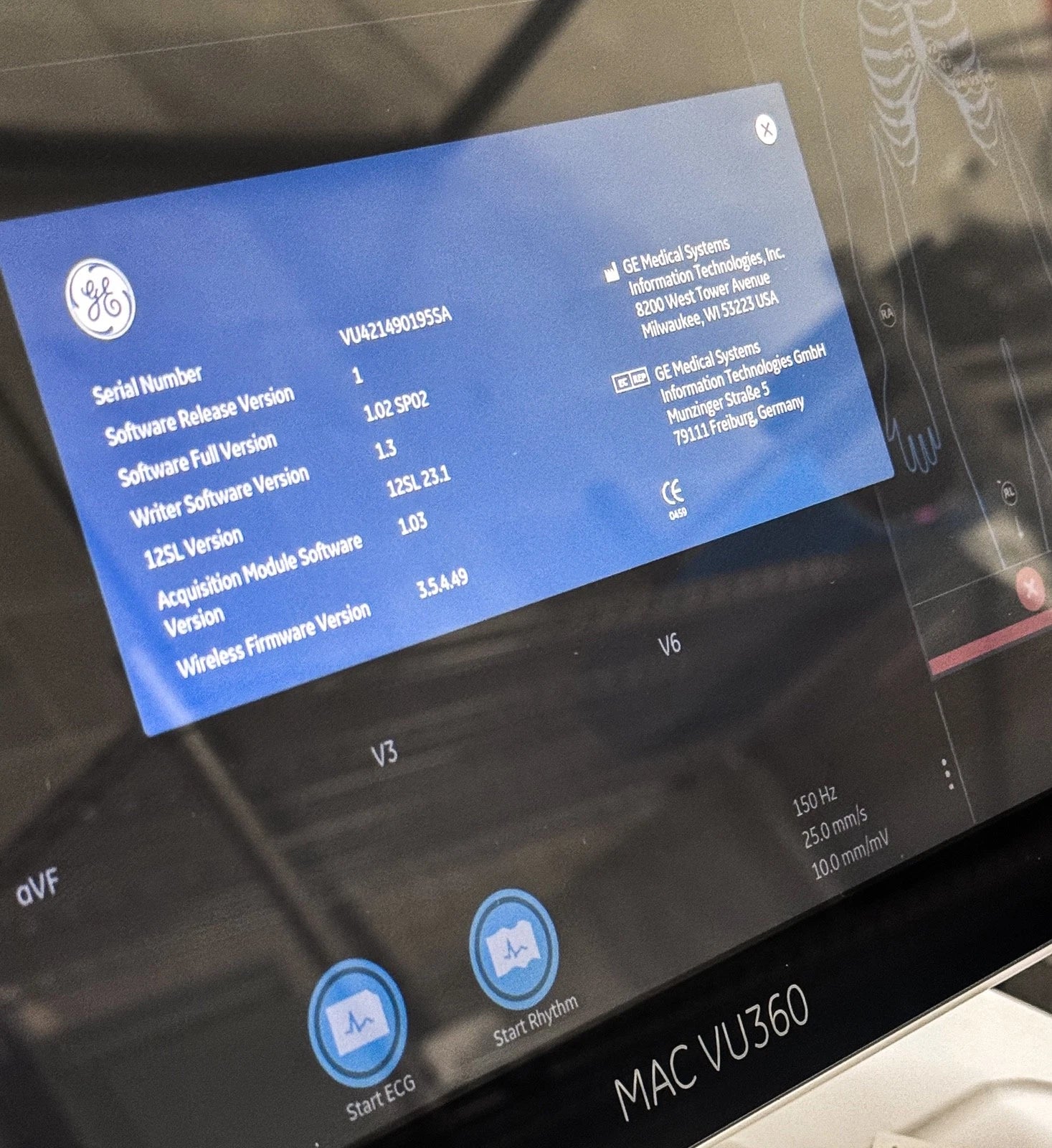 GE MAC VU360 Resting Wireless EKG Machine