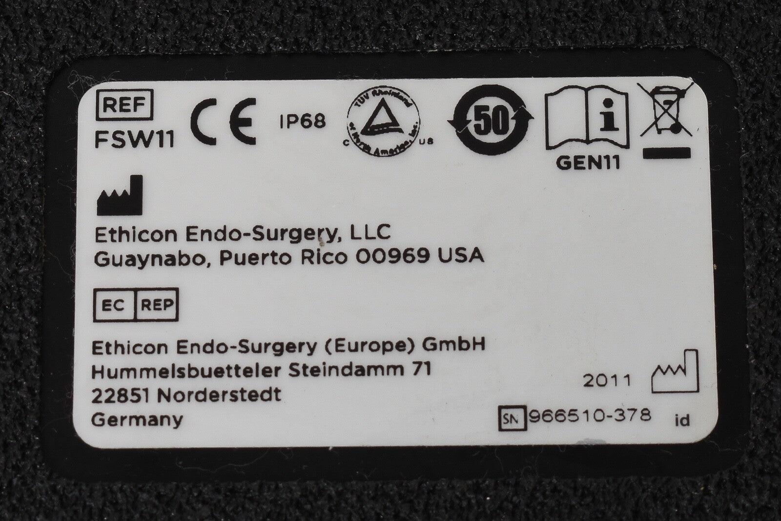 Ethicon Harmonic Gen Endo Surgery Generator Footswitch FSW11