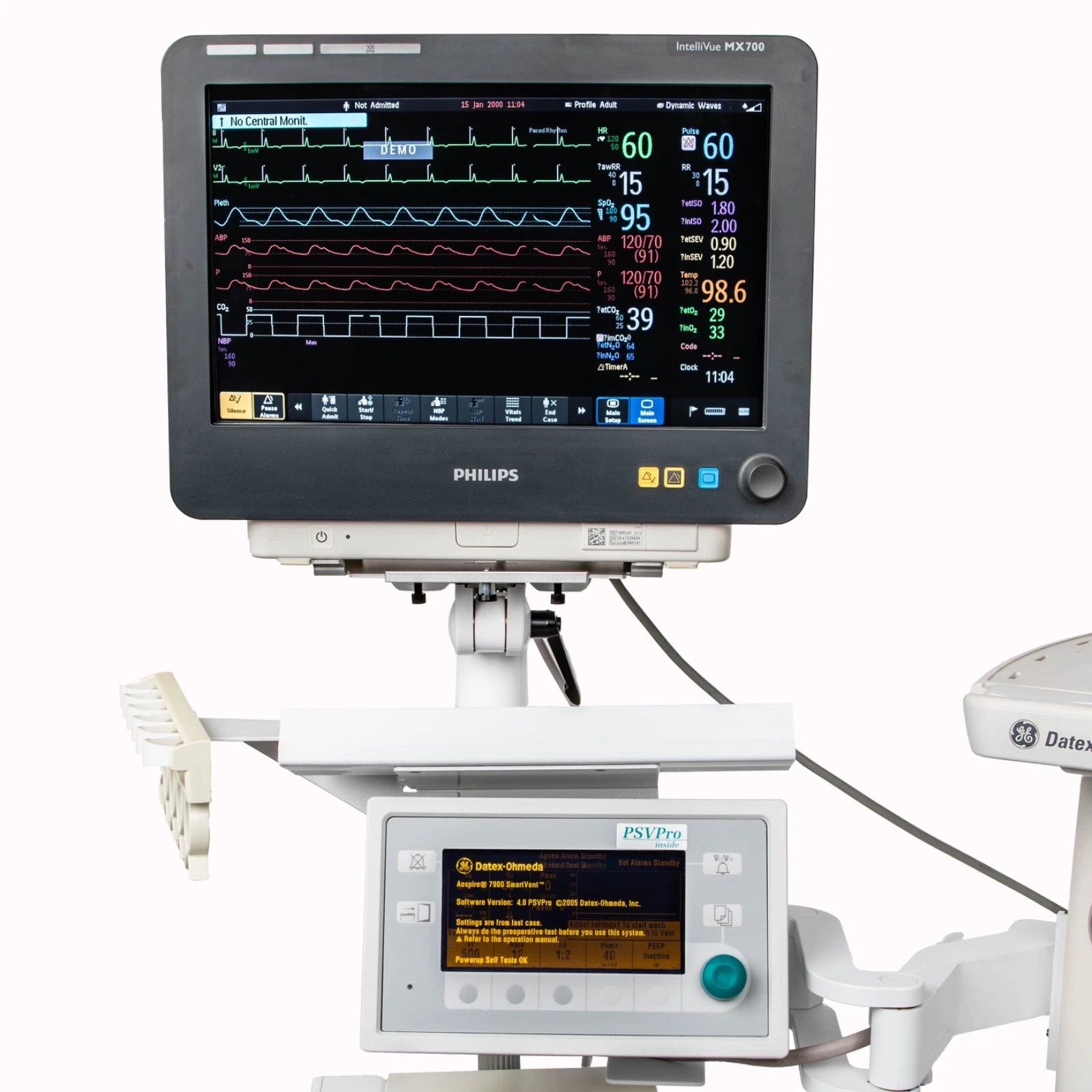 GE Aespire 7900 Anesthesia Machine; Philips MX700 Monitor, G7M Gas Module, TEC7 Sevoflurane