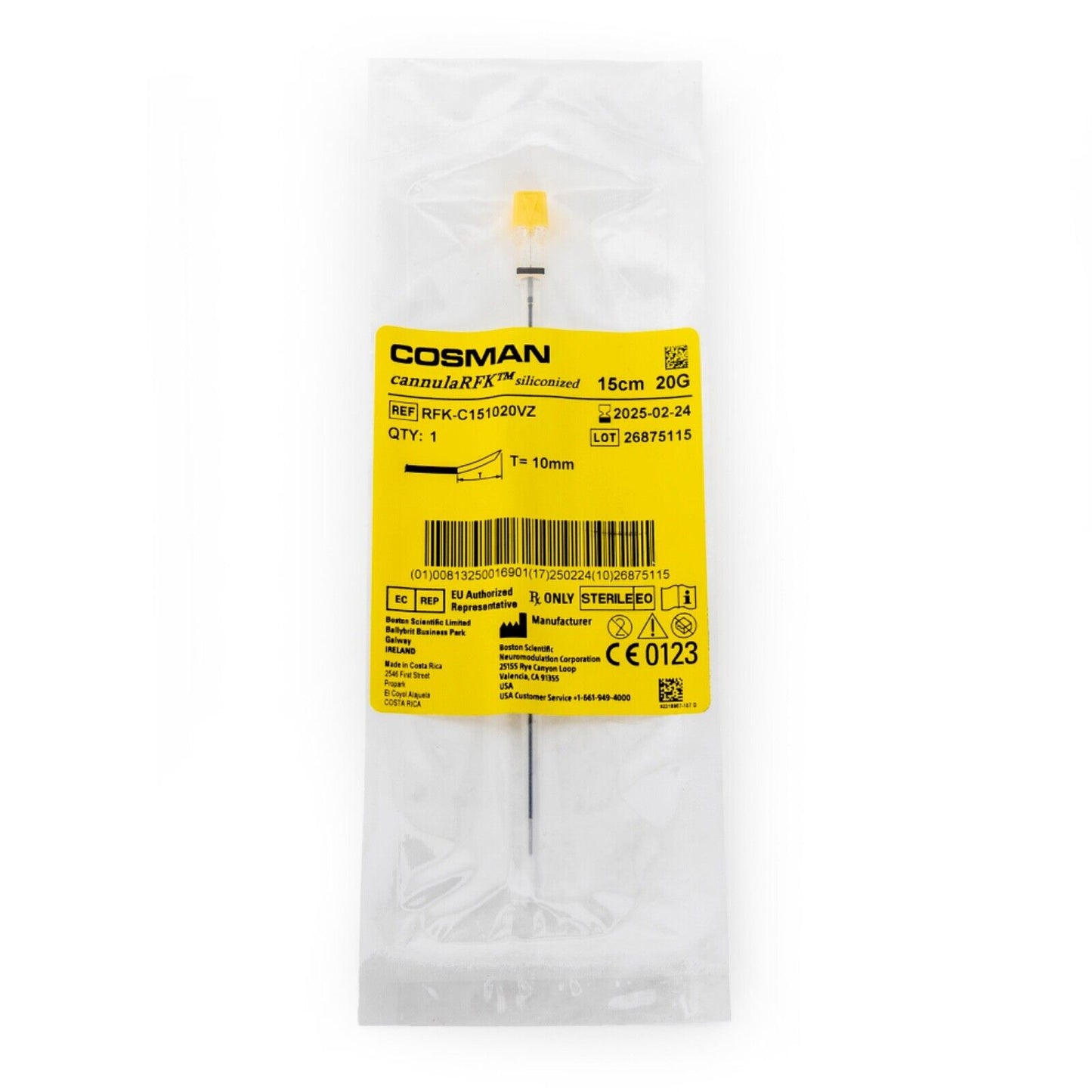 BOSTON SCIENTIFIC Cosman Cannula RFK Siliconized 15CM 20G RFK-C151020VZ