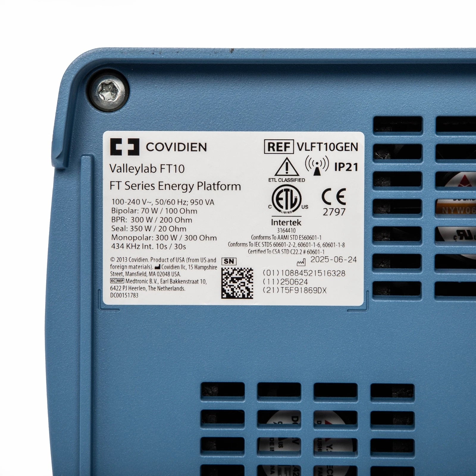 Covidien VLFT10GEN FT10 Energy Platform with Foot Pedals - Software 5.0