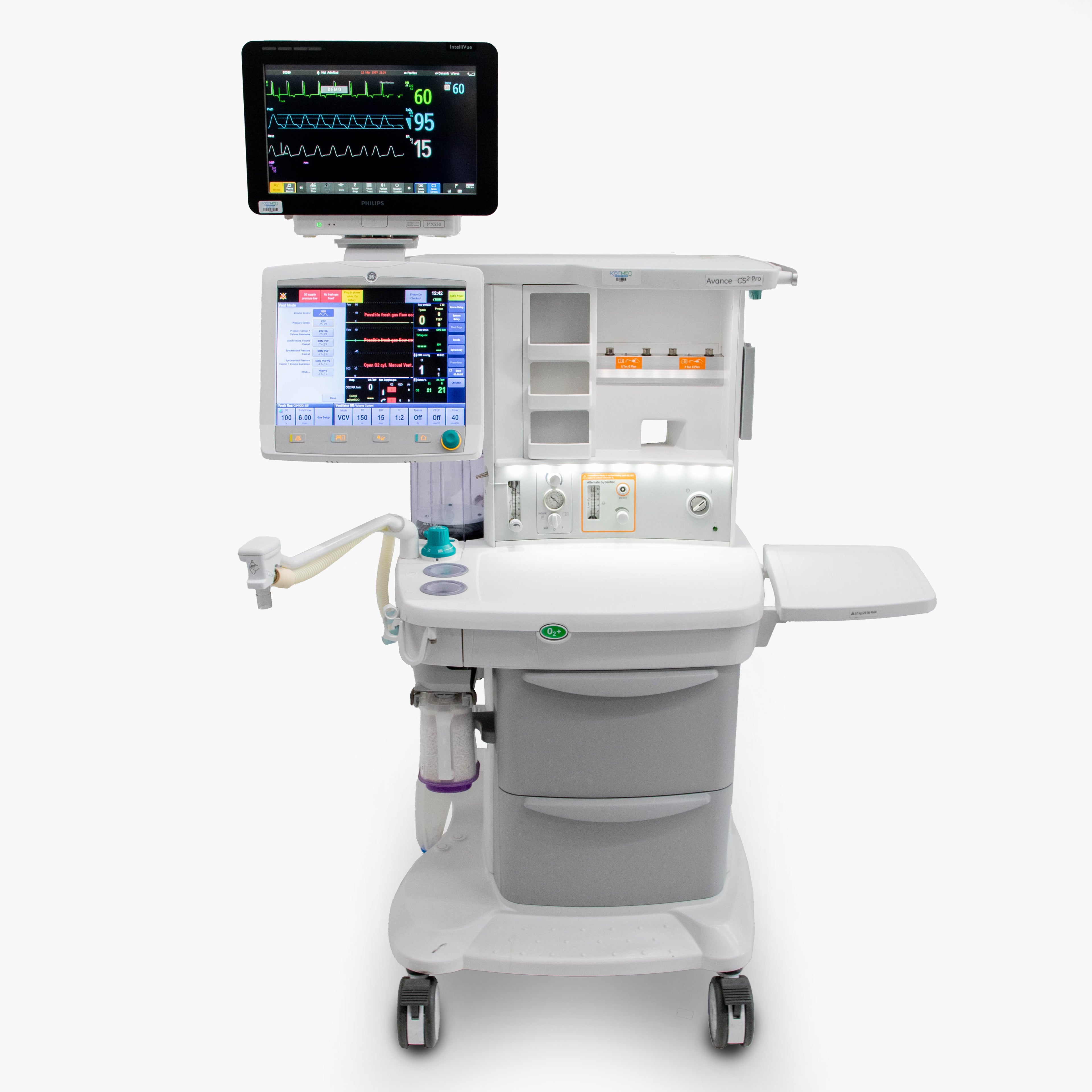 GE Avance CS2 Anesthesia Machine with Philips IntelliVue MX550 Patient Monitor
