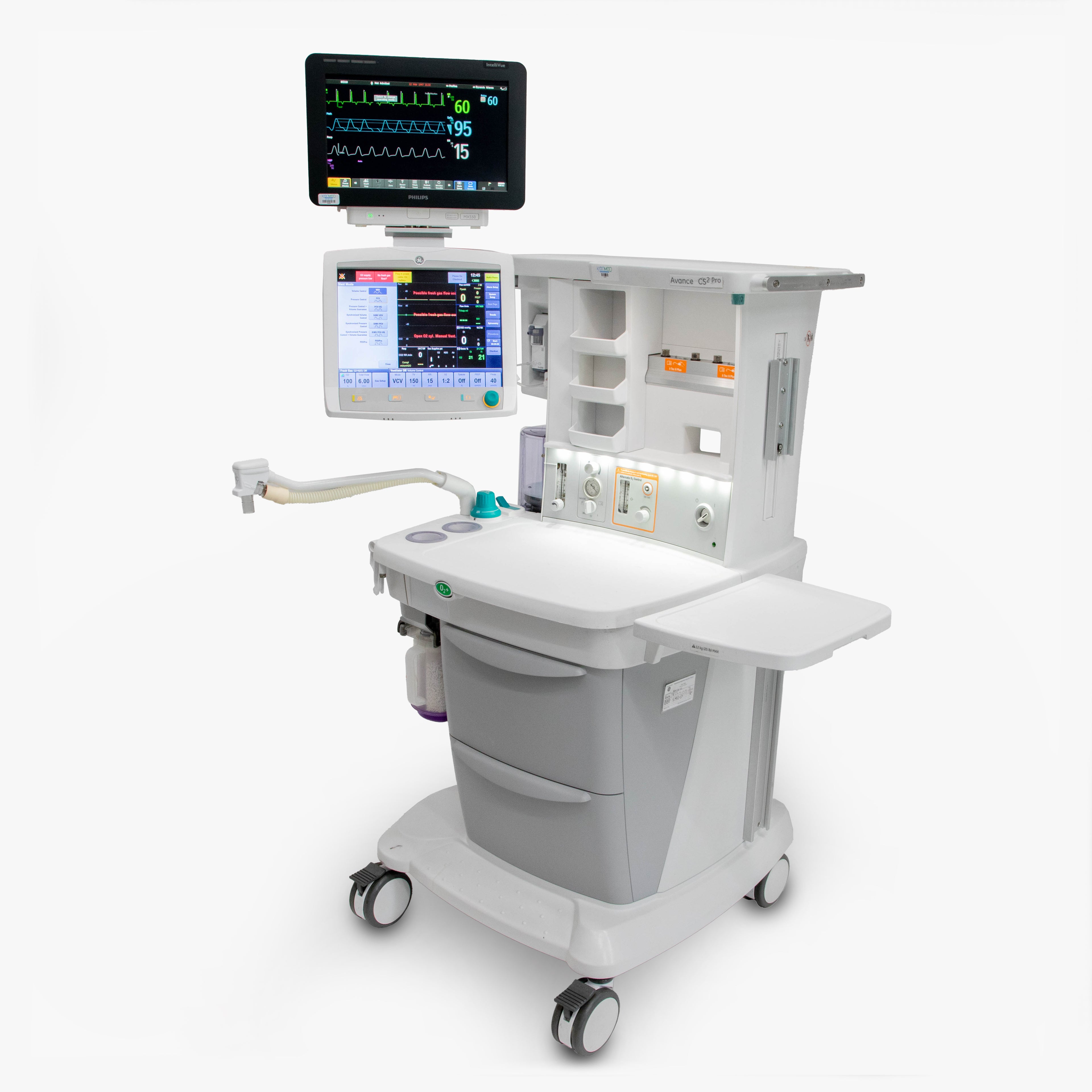 GE Avance CS2 Anesthesia Machine with Philips IntelliVue MX550 Patient Monitor