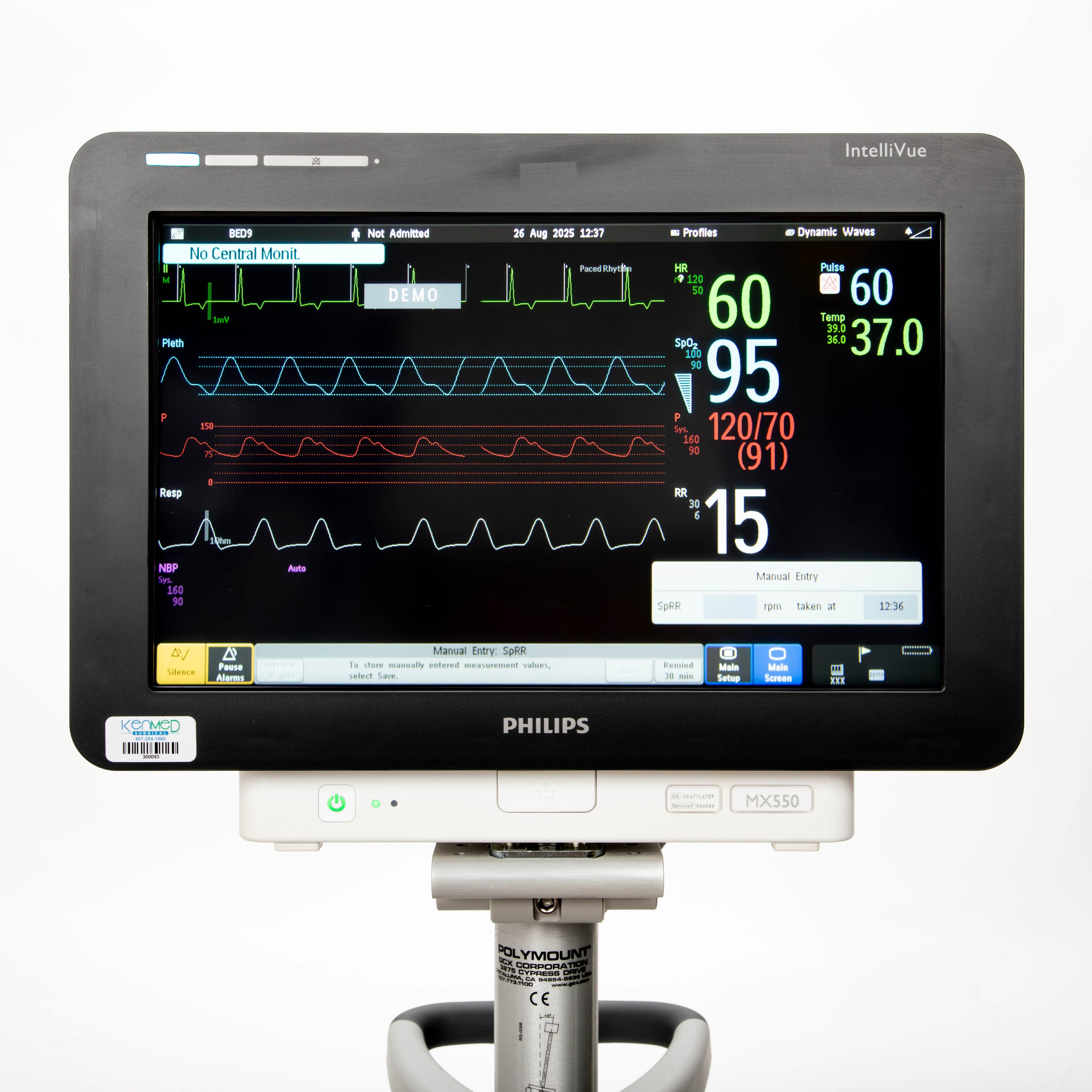 PHILIPS IntelliVue MX550 Multiparameter Patient Monitor - Philips 867036 MMX Vitals Module