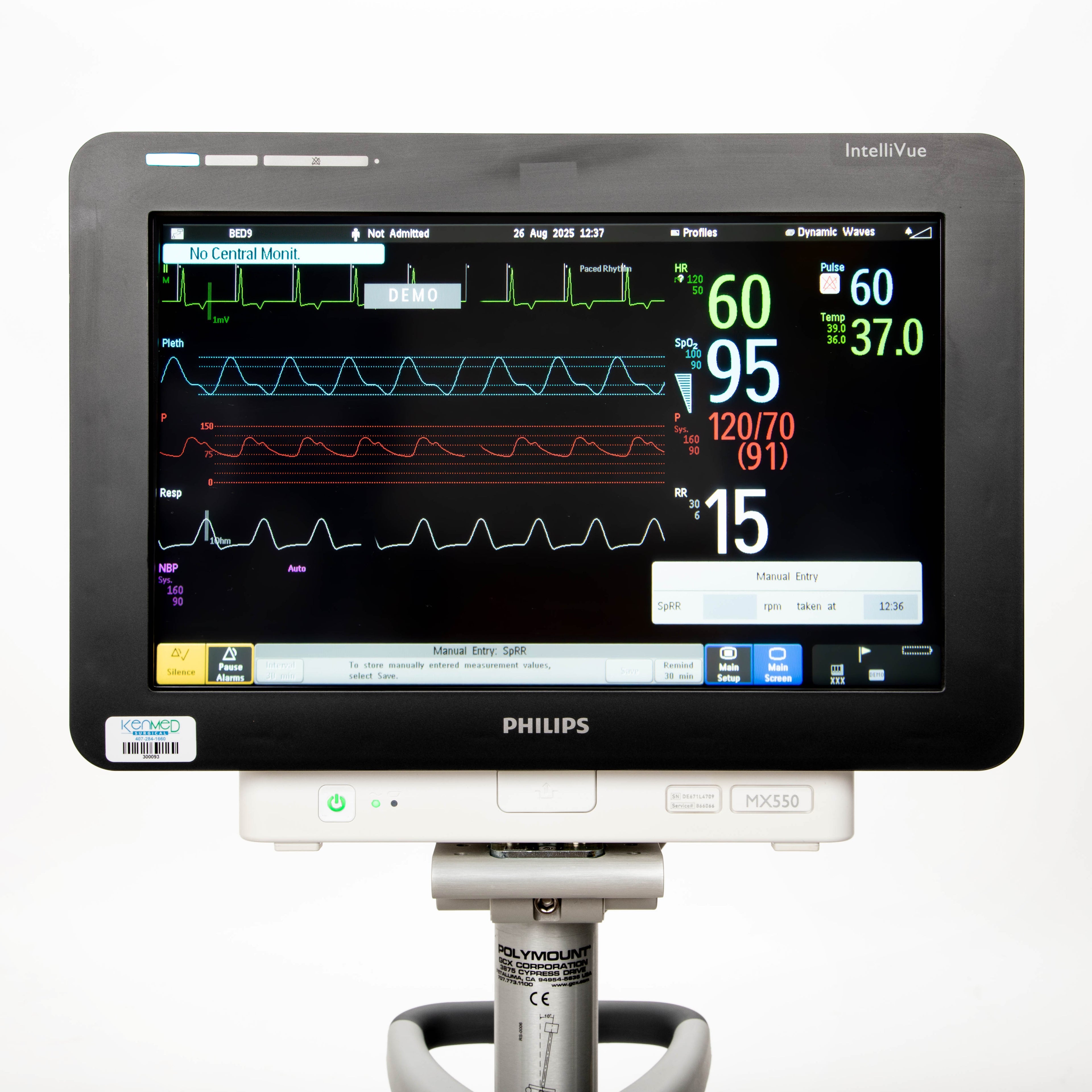 GE Avance CS2 Anesthesia Machine with Philips IntelliVue MX550 Patient Monitor