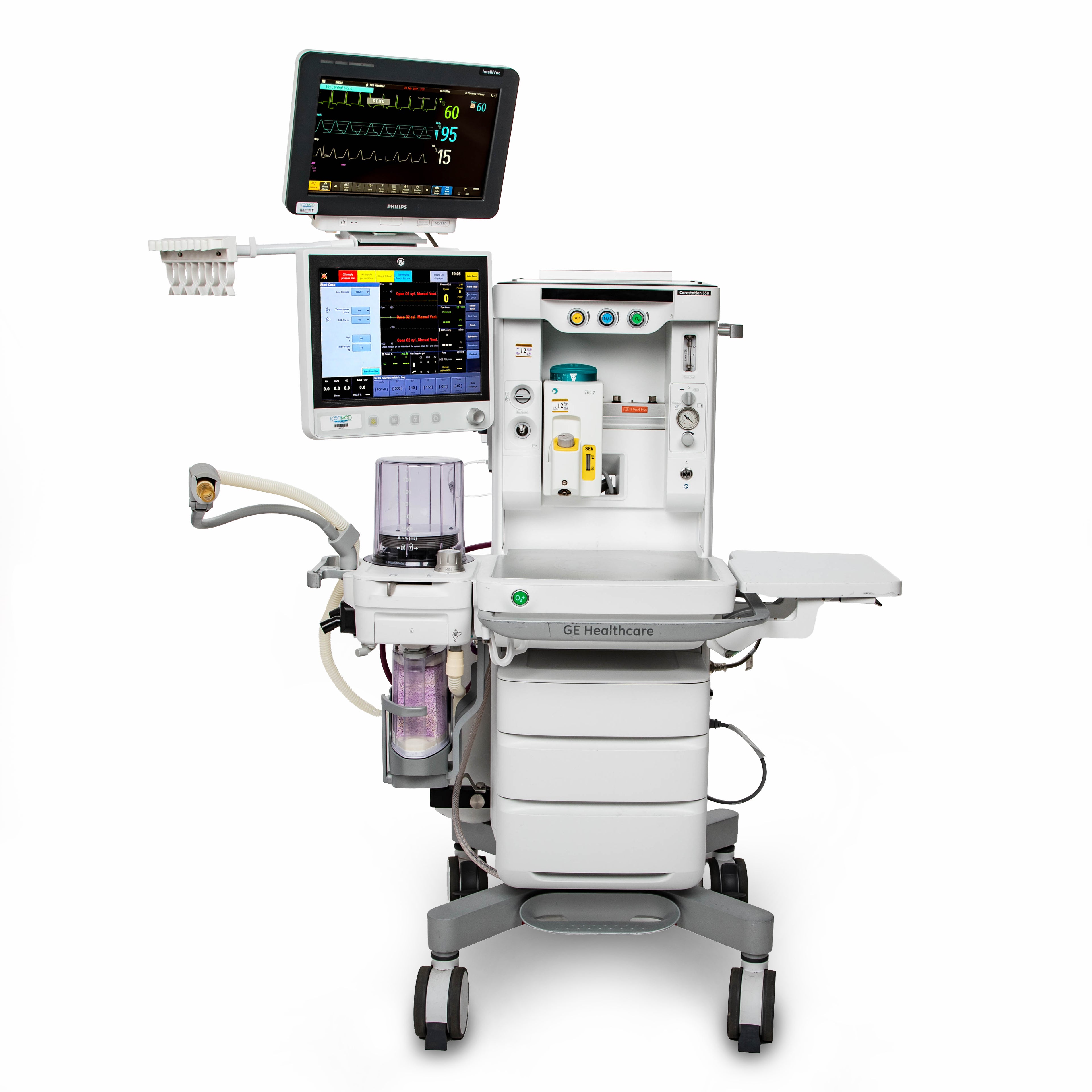 GE Carestation 650 Anesthesia Machine; E-sCAiO Gas Module, Philips IntelliVue MX550