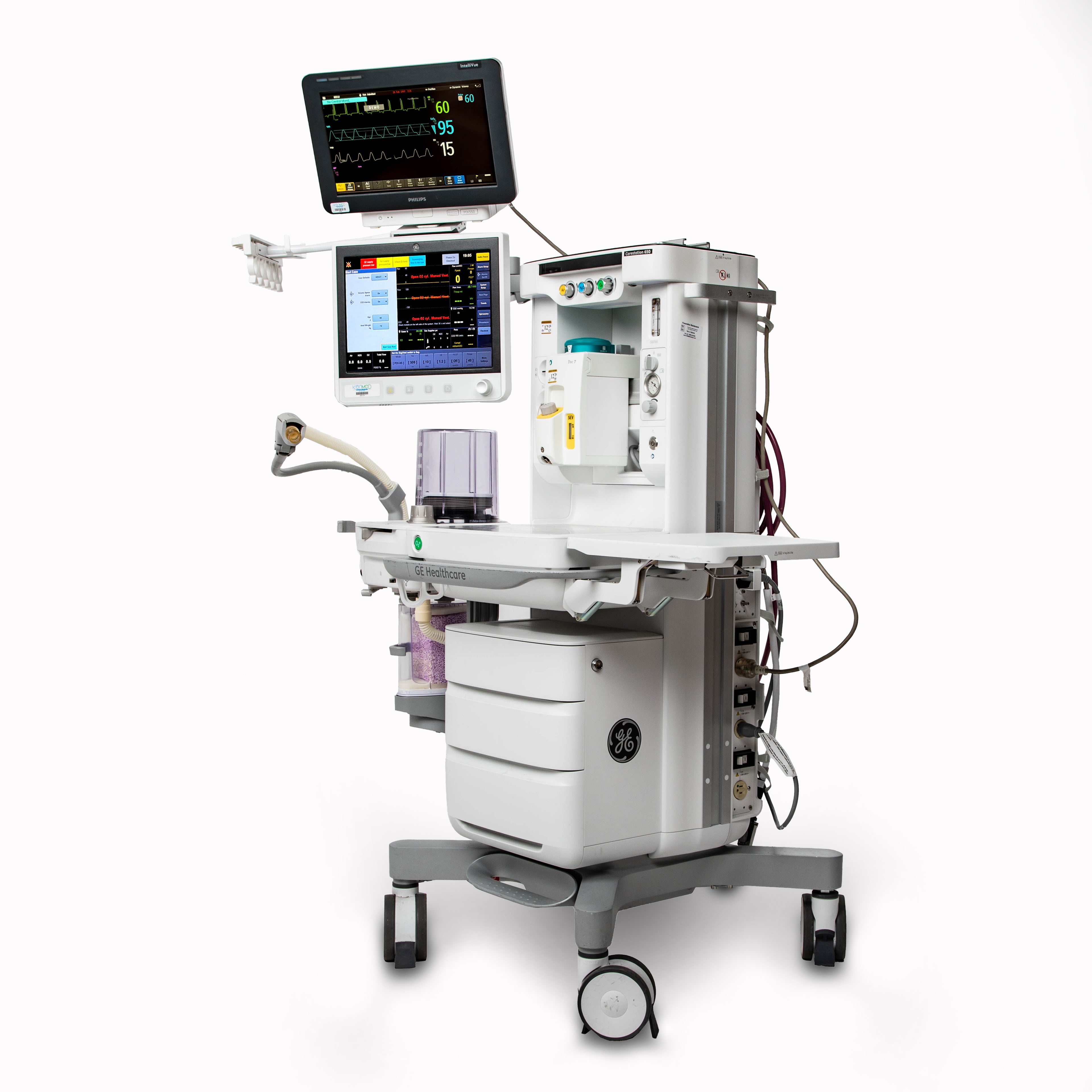GE Carestation 650 Anesthesia Machine; E-sCAiO Gas Module, Philips IntelliVue MX550