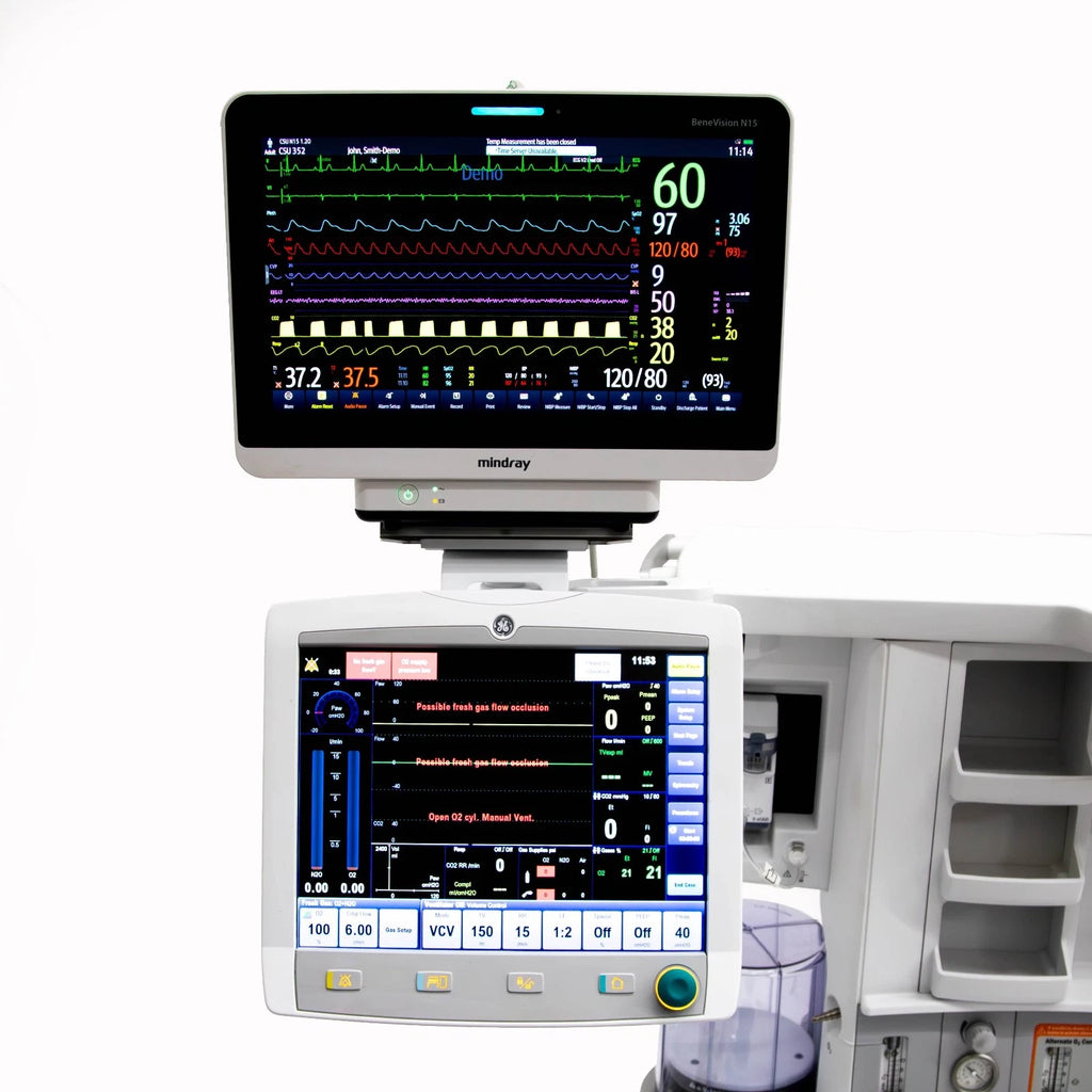 GE Avance CS2 Pro Anesthesia Machine, E-sCAiO Gas Module, Mindray Benevision N15