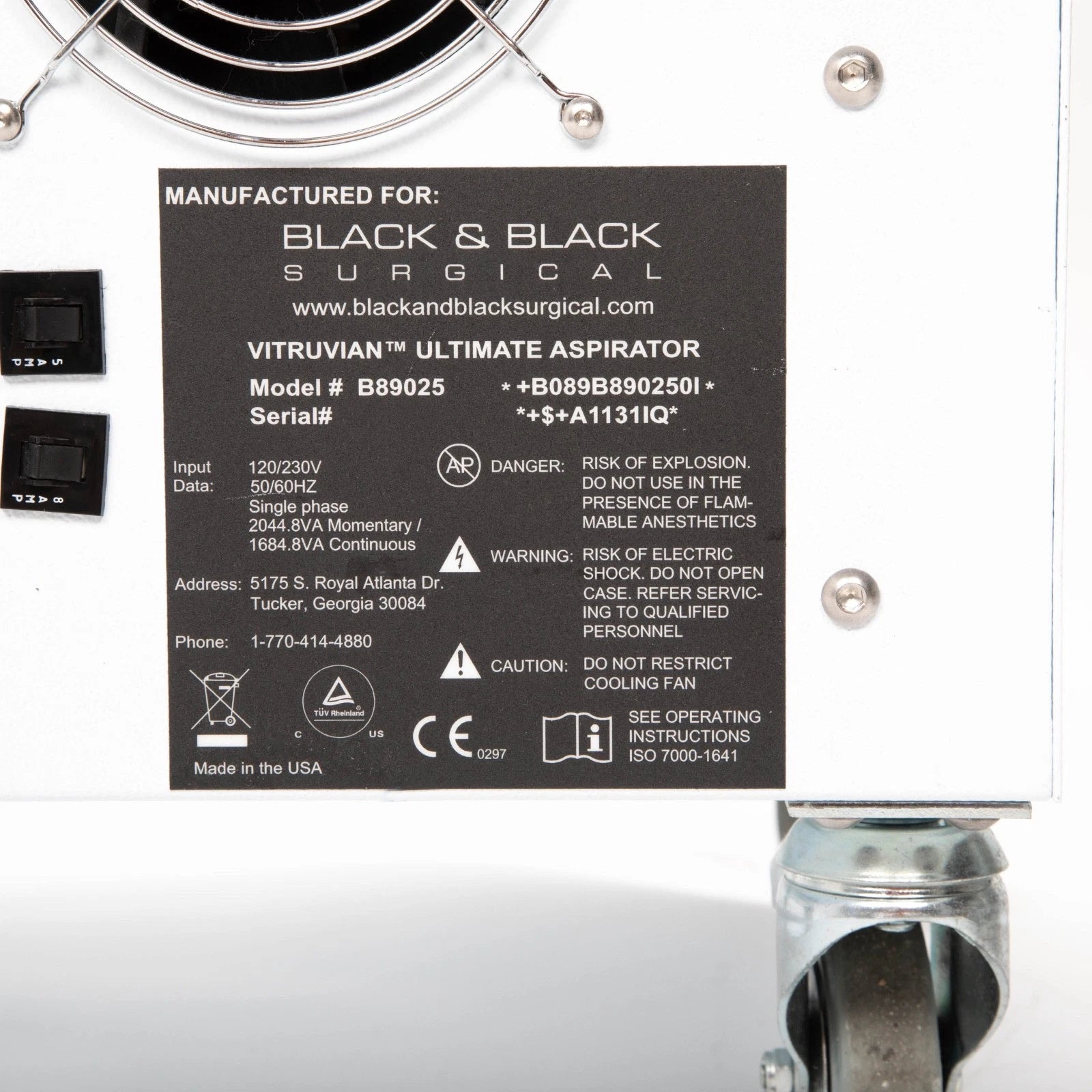 Black & Black Surgical Vitruvian Aspirator System w/ Liposuction Cannula Set