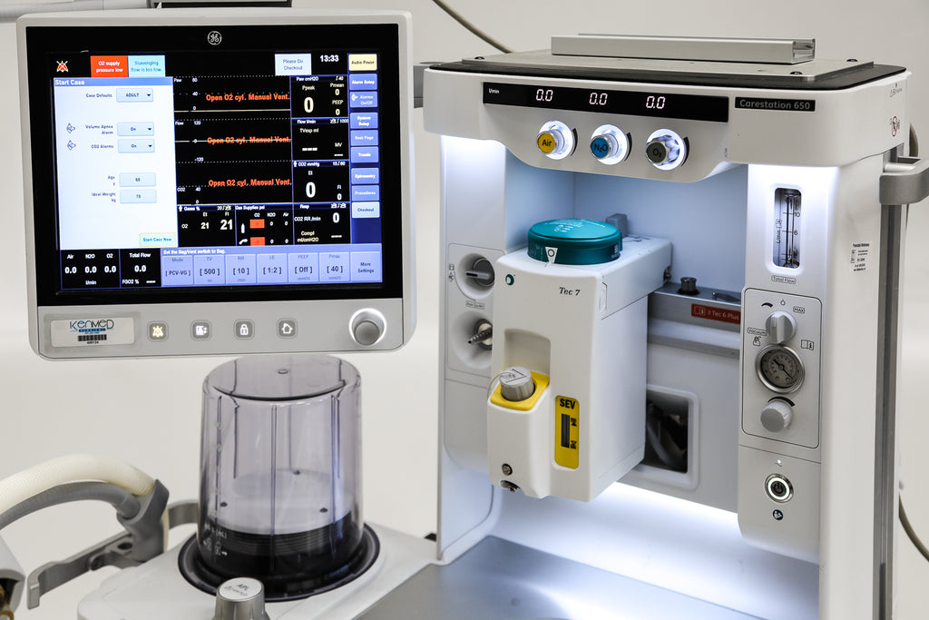 GE Carestation 650 Anesthesia Machine; E-sCAiO Gas Module, Philips IntelliVue MX550