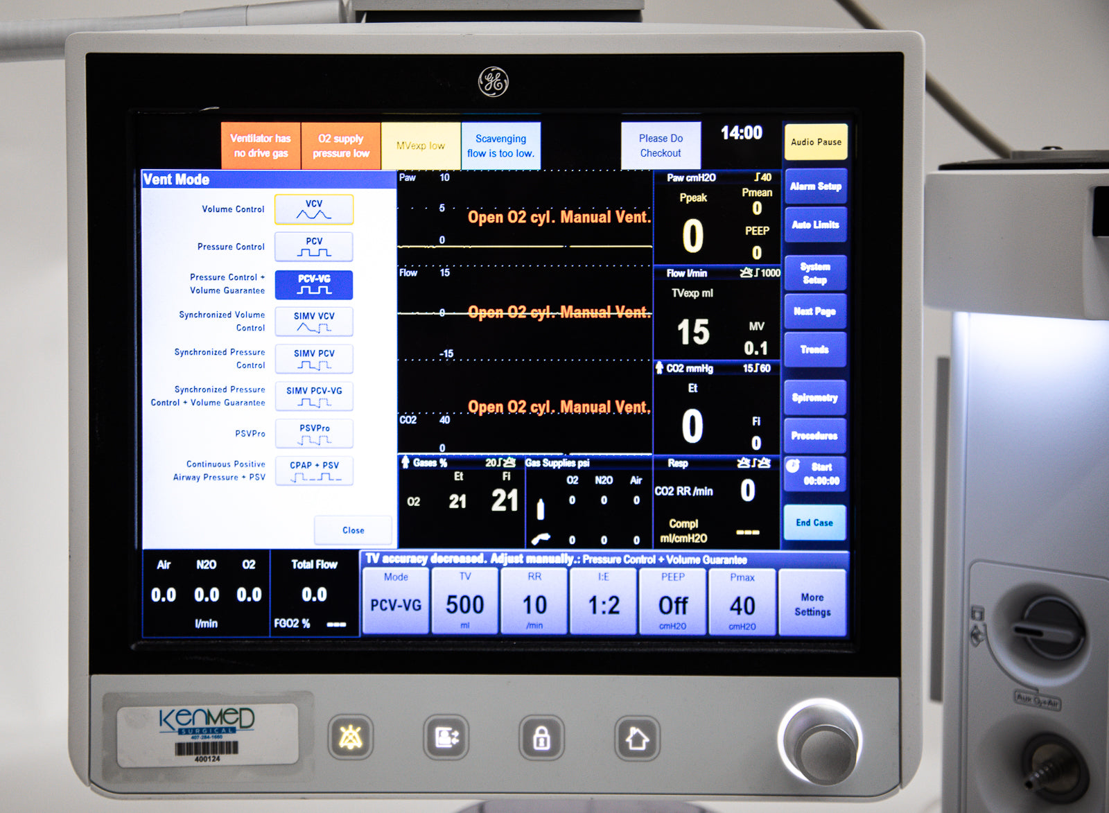 GE Carestation 650 Anesthesia Machine; E-sCAiO Gas Module, Philips IntelliVue MX550
