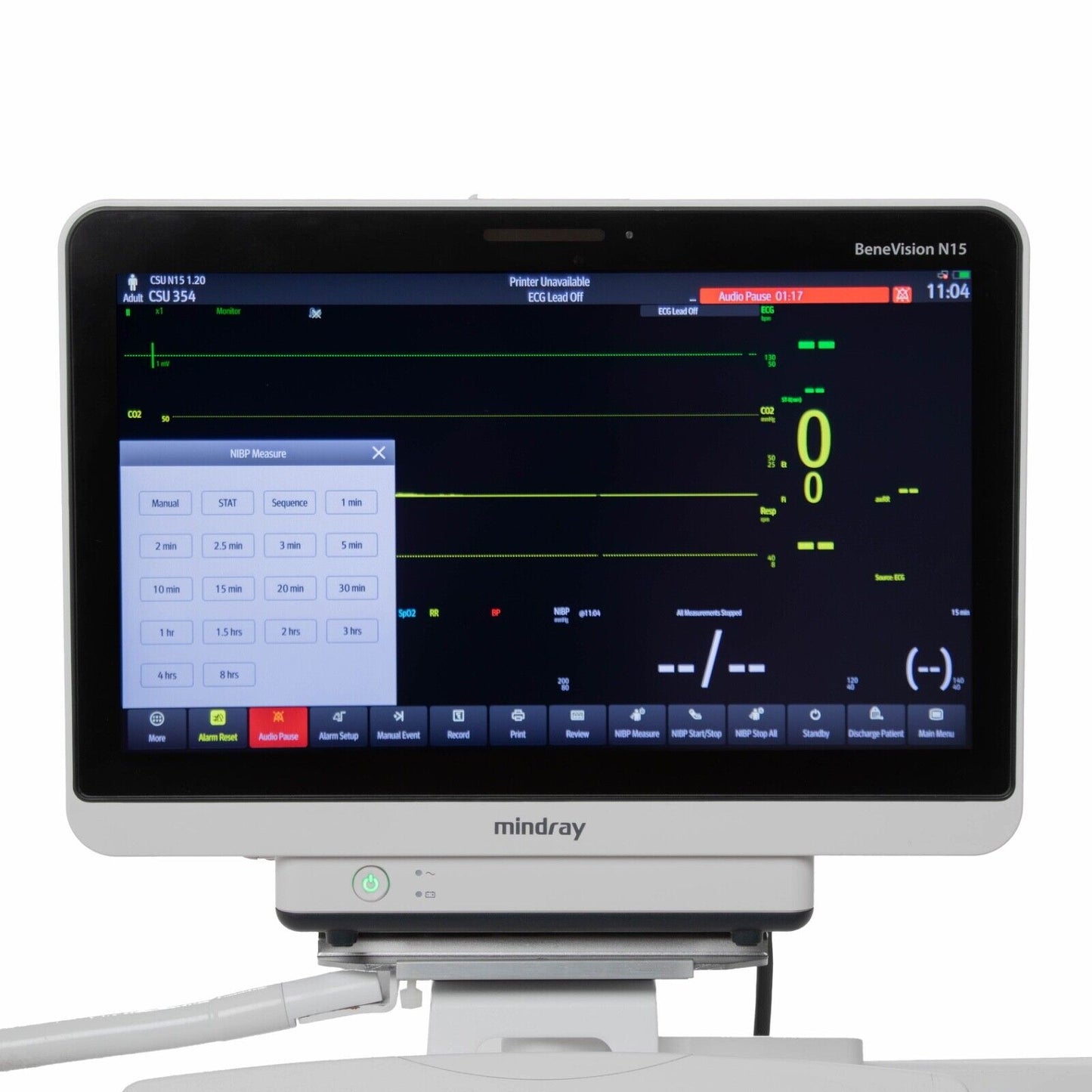 GE Avance Cs2 Anesthesia Machine w Mindray BeneVision N15 N1 AG+02 SpO2 ECG