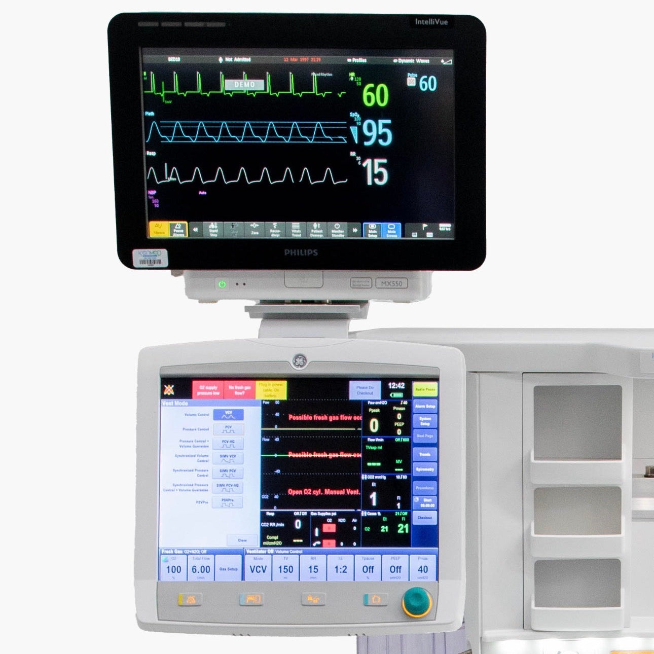 GE Avance CS2 Anesthesia Machine with Philips IntelliVue MX550