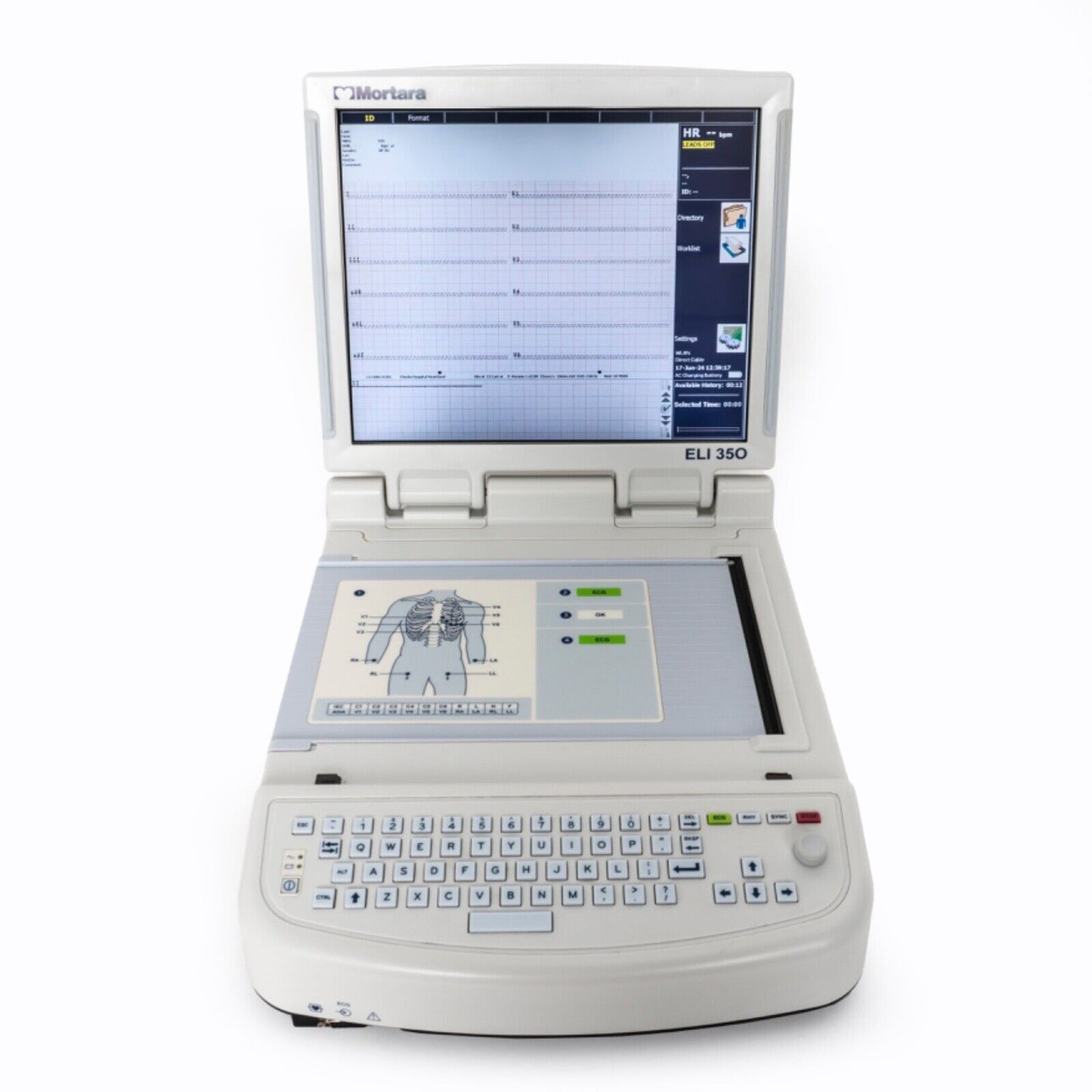 Mortara ELI 350 12-Lead EKG Electrocardiograph Machine HD Display w Leads