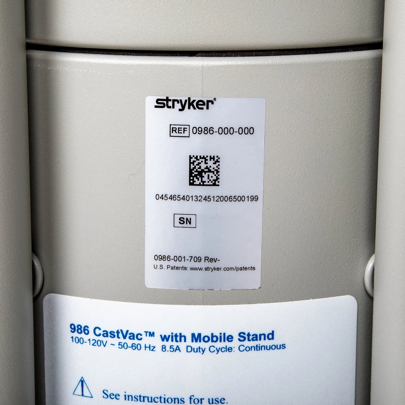Stryker 0986-000-000 CastVac Surgical Cast Saw