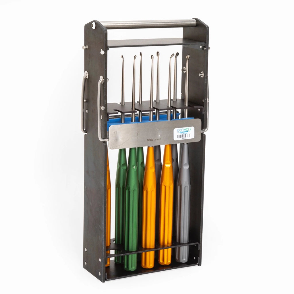 BOSS 9 Piece Color Lumbar Curette Set