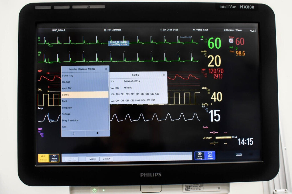 Philips IntelliVue MX800 ICU/PACU Patient Monitoring System NIBP, SPO2, ECG, CO2