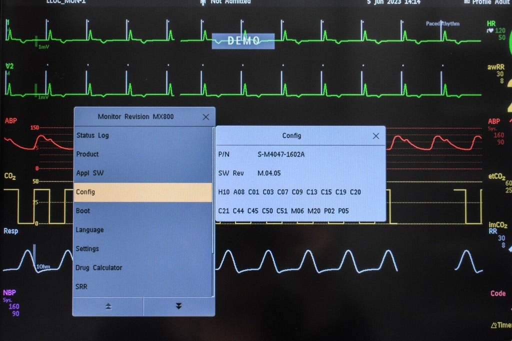 Philips IntelliVue MX800 ICU/PACU Patient Monitoring System NIBP, SPO2, ECG, CO2