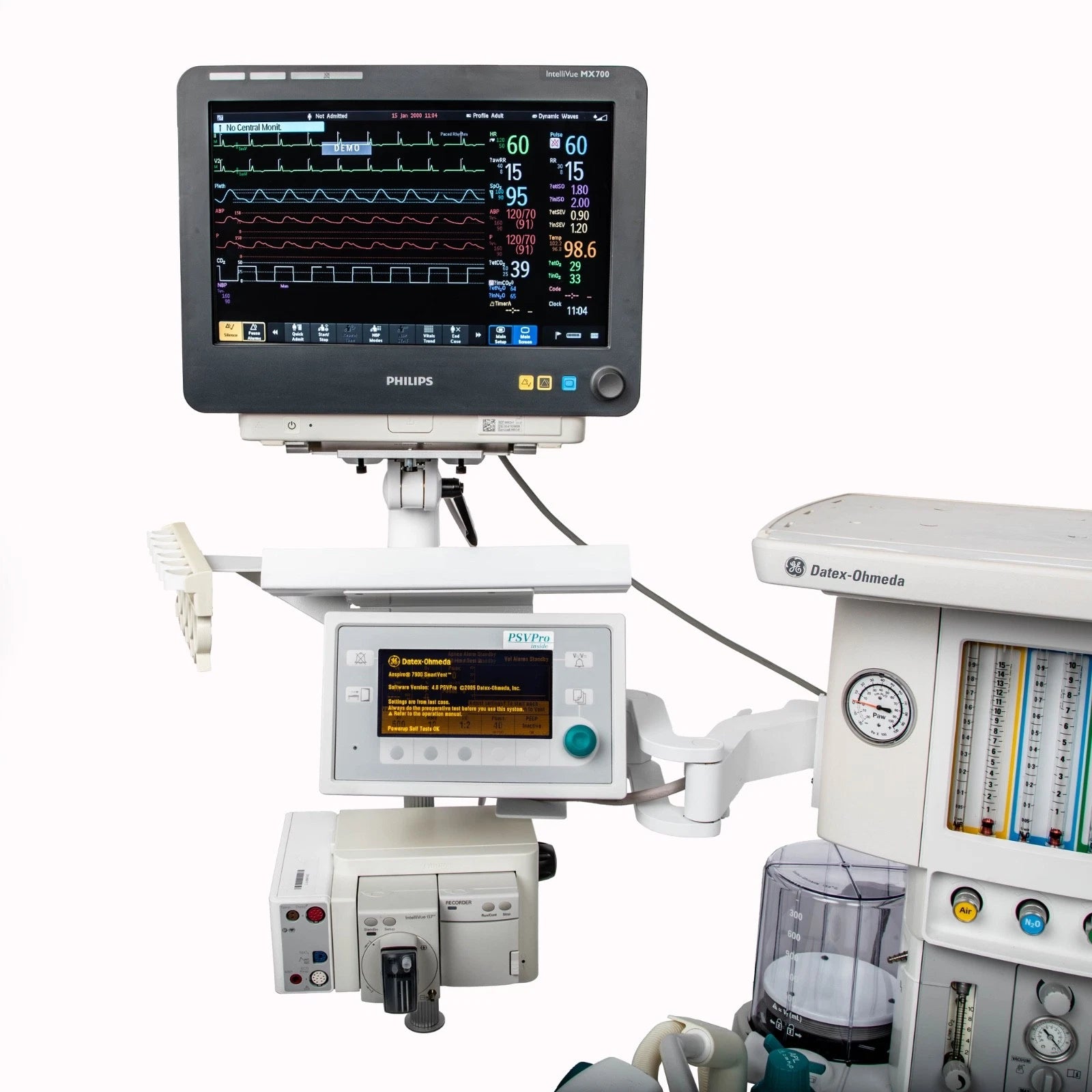 GE Aespire 7900 Anesthesia Machine; Philips MX700 Monitor, G7M Gas Module, TEC7 Sevoflurane