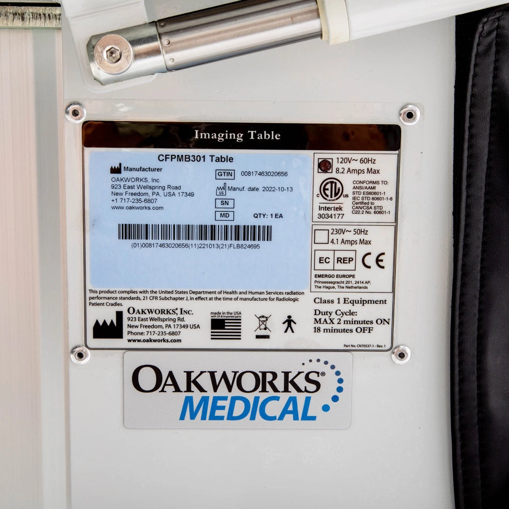 Oakworks Medical CFPMB301 Rectangular Top Imaging Table; Hand & Foot Switch