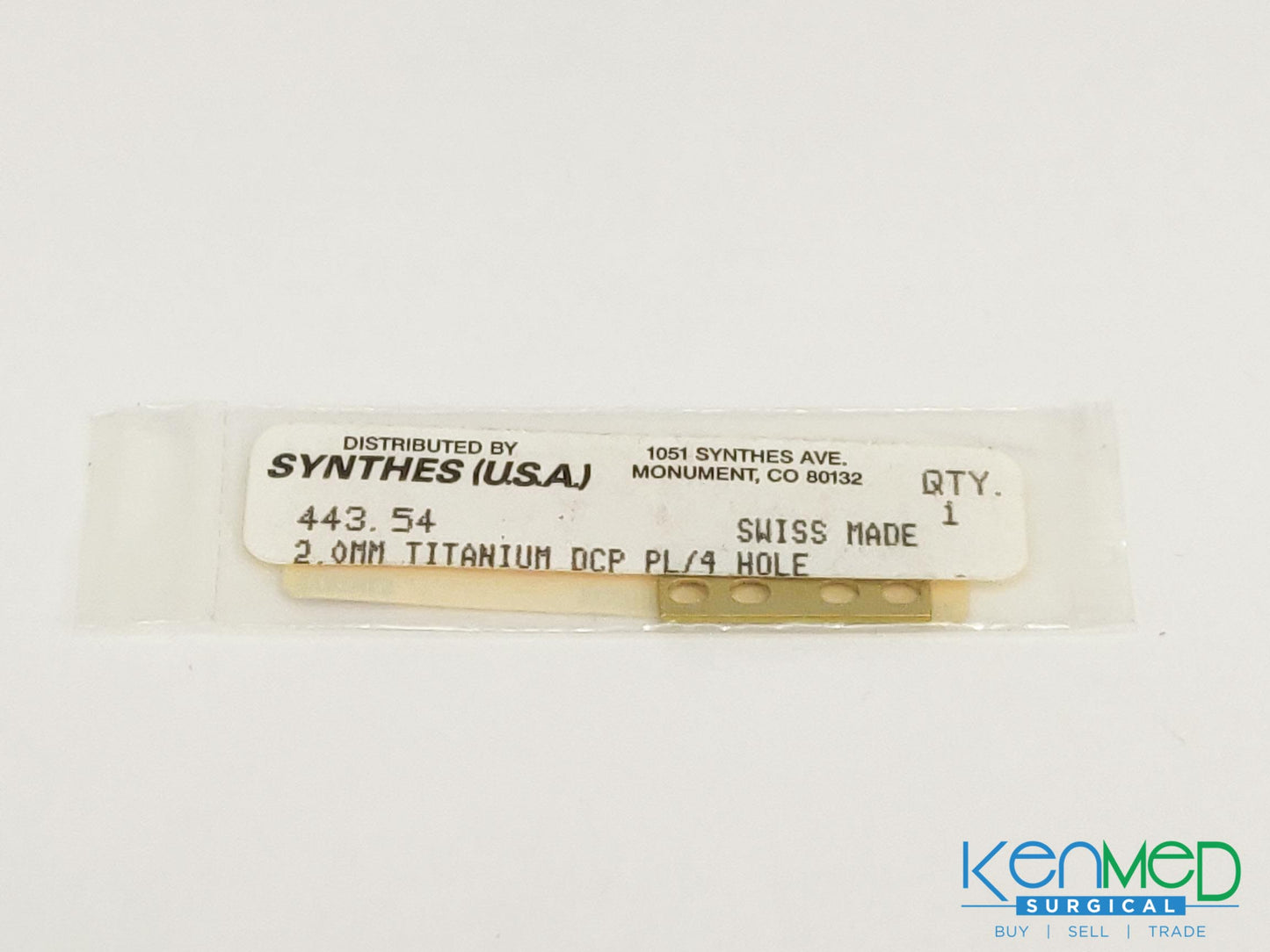 Synthes 443.54 2.0MM TI DCP Plate 4 Holes/22MM