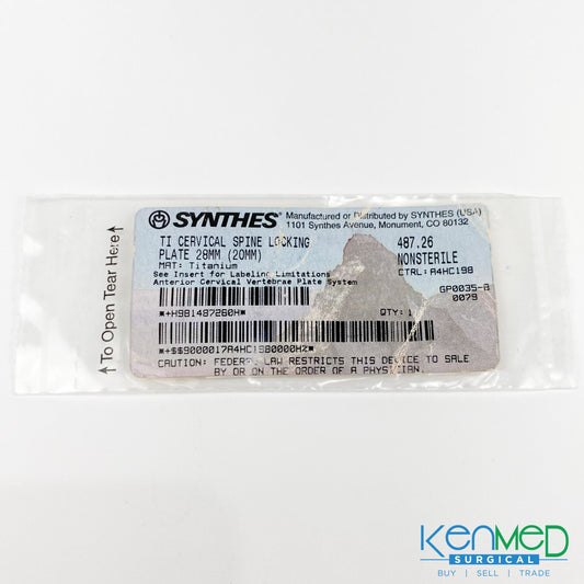 Synthes 487.26 TI Cervical Spine Locking Plate 28MM