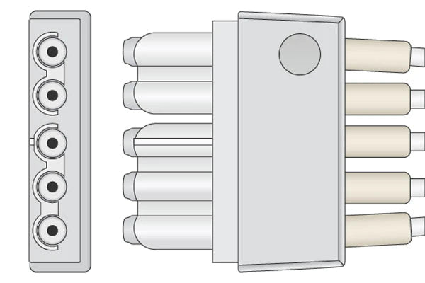 Spacelabs Compatible ECG Leadwire - 700-0007-37 - 5 Leads Snap