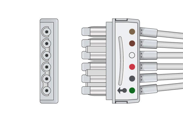 Spacelabs Compatible ECG Leadwire - 700-0007-39 - 6 Leads Snap