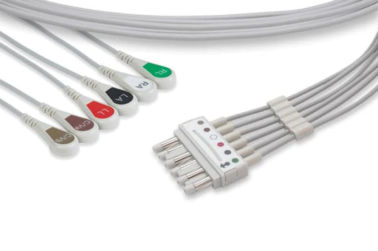 Spacelabs Compatible ECG Leadwire - 700-0007-39 - 6 Leads Snap