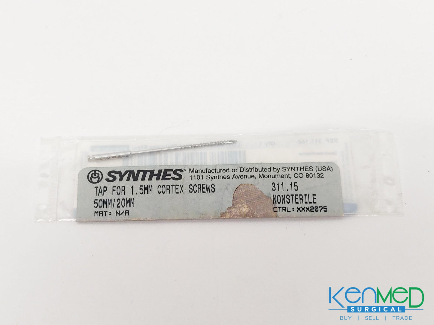 Synthes 311.15 Tap for 1.5MM Cortex Screws 50MM/20MM