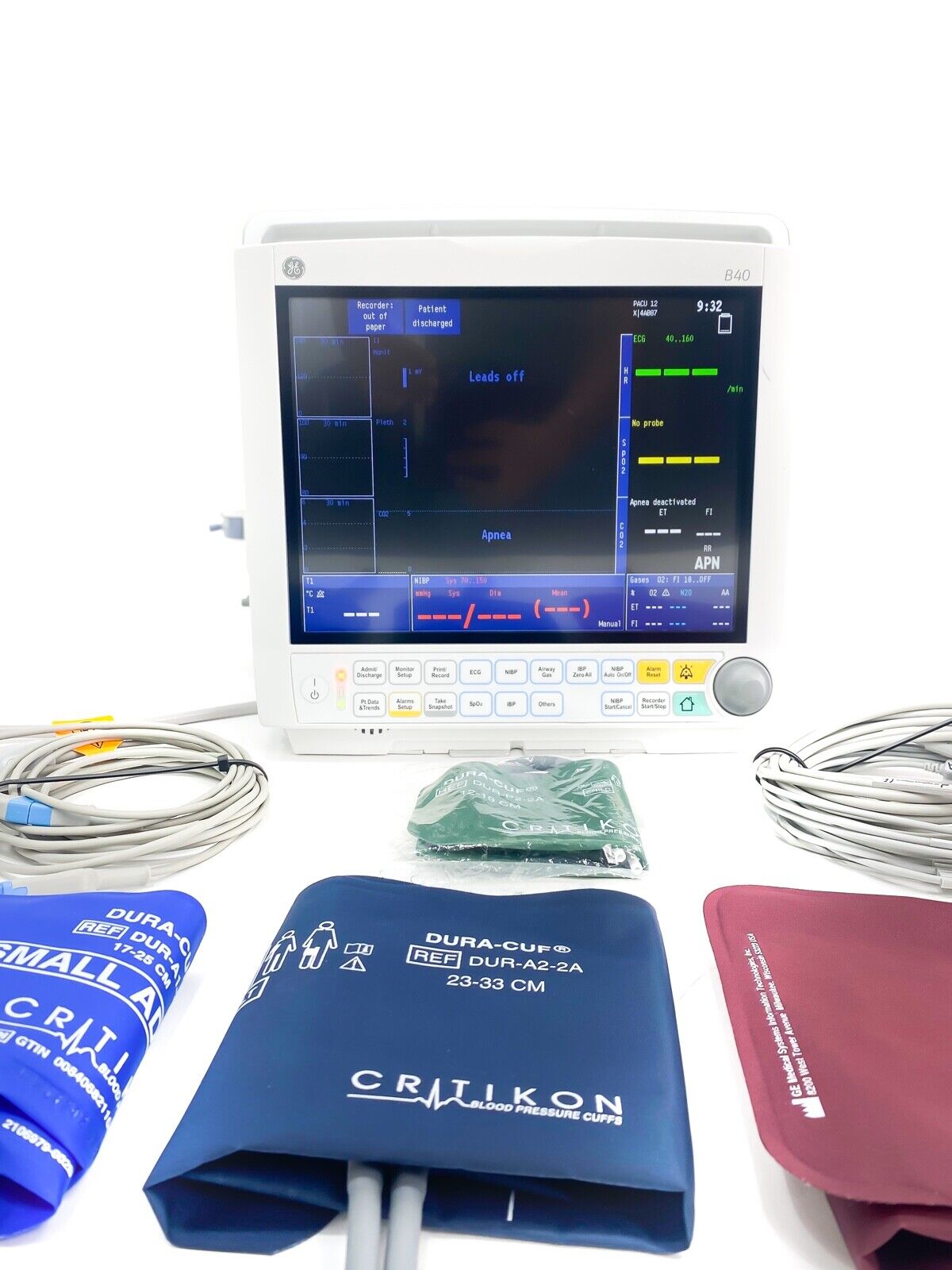 GE B40 Patient Monitor 2600040-003; ECG cable; GE CARESCAPE E-sCAiO Respiratory