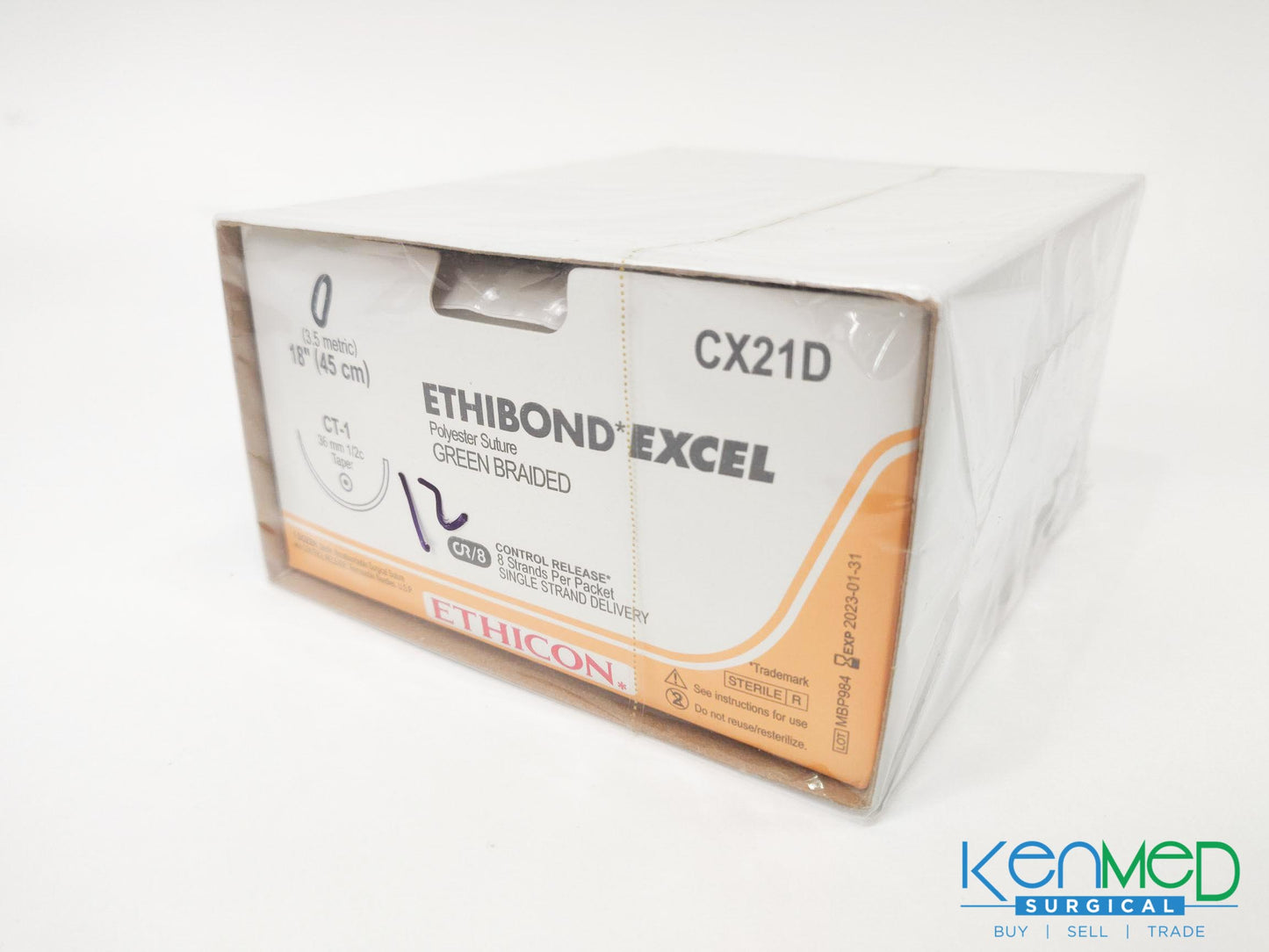 Ethicon CX21D Ethibond Excel Polyester Suture Green Braided (EXP 01-31-2023)