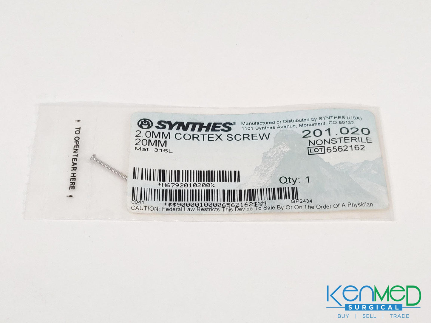 Synthes 201.020 2.0MM Cortex Screw 20MM