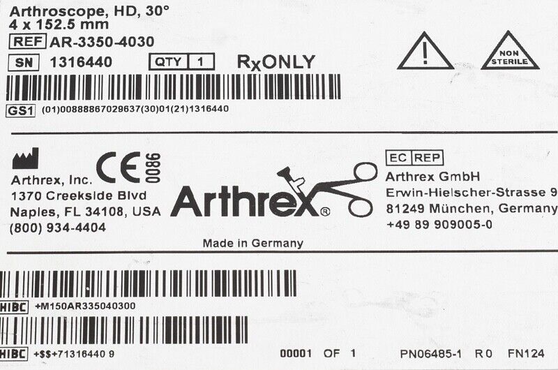 Arthrex AR-3350-4030 Arthroscope HD, 30 Degree Scope AR-3350-4030