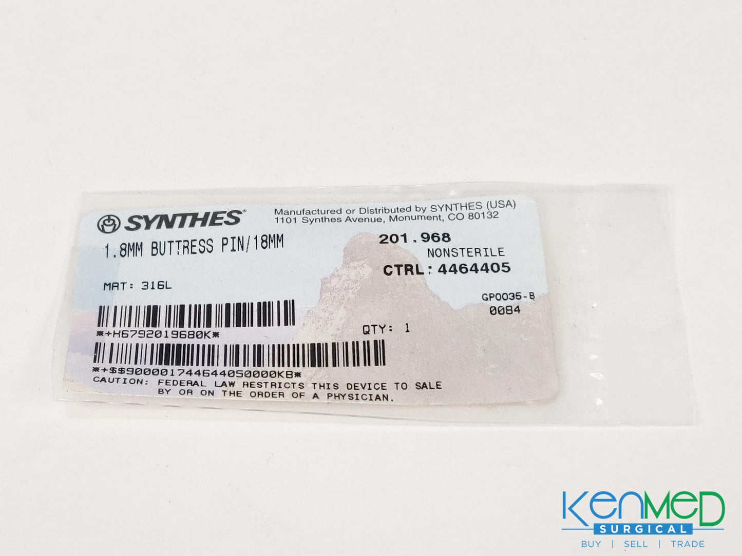 Synthes 1.8MM Buttress Pin/18MM (4-Pack)