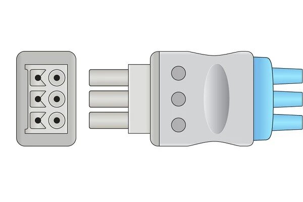 Datex Ohmeda Compatible ECG Leadwire - 545317-HEL - 3 Leads Pinch/Grabber