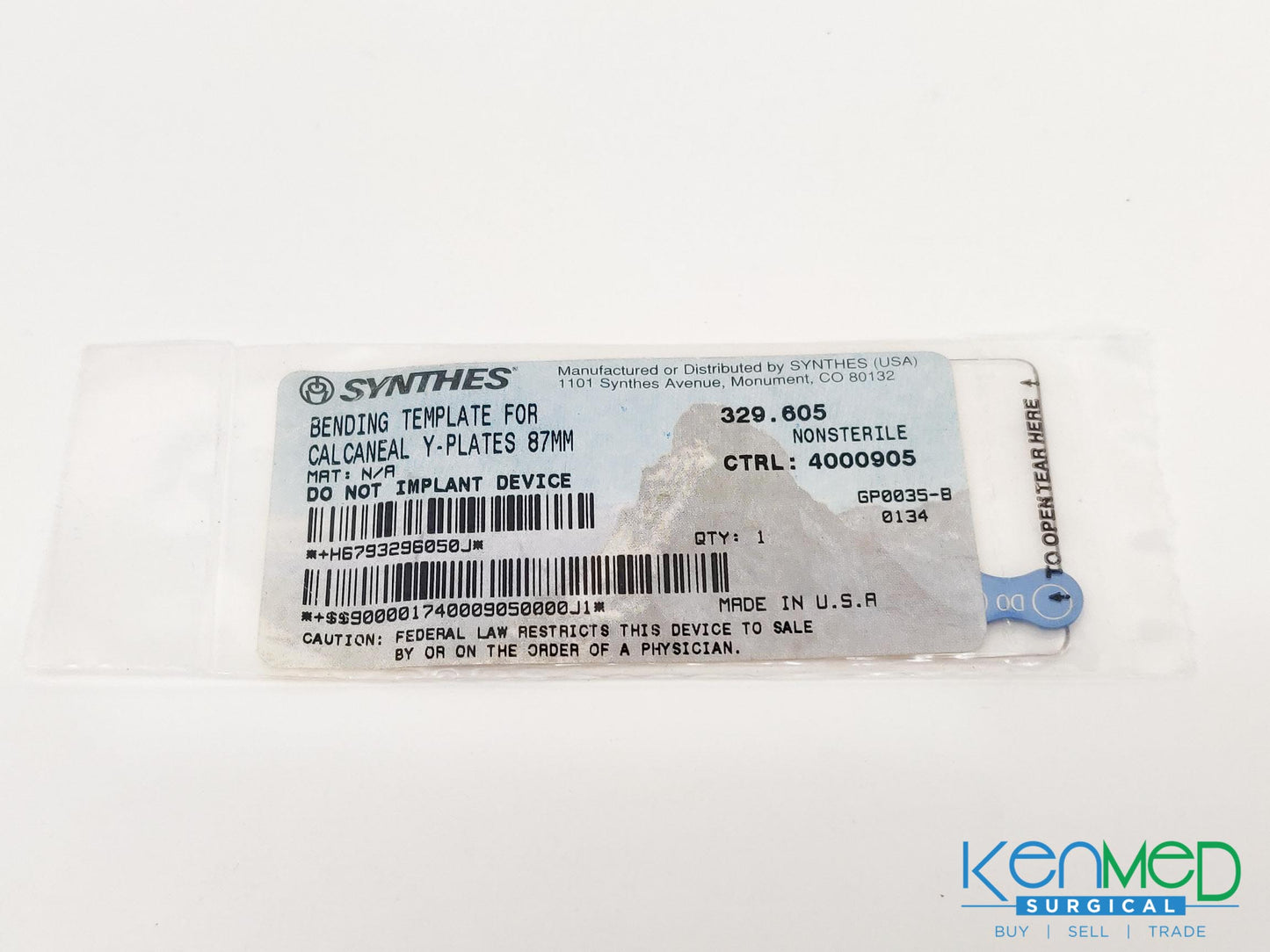 Synthes 329.605 Bending Template for Calcaneal Y-Plates 87MM