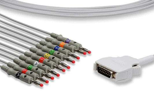 Mortara > Burdick Compatible Direct-Connect EKG Cable - 10 Leads Banana 11 ft